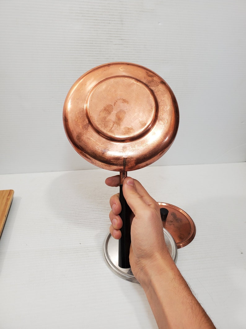 Handmade Copper Frying Pans Handmade Copper Pot. Brass Handled Copper Pot Special Gift zdjęcie 8
