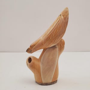 Vintage Pinkish White Soapstone Carved Bird Figurine/Sculpture, Vintage Ethnic Decor, Vintage Home Decor, Native Sculpture