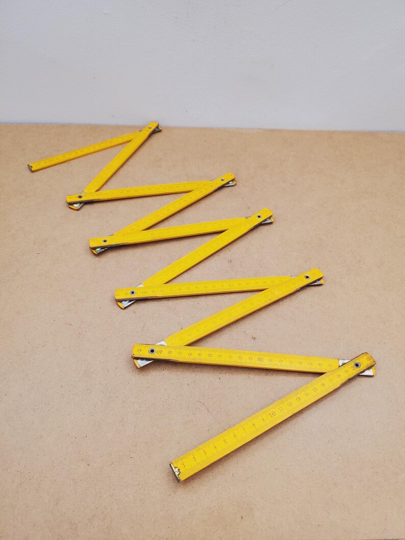 Engineering Multi Ruler Yellow Vintage Wood Folding Ruler:80 Cm Carpenter Tool - Vintage Yellow Wooden ...