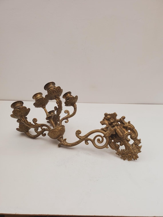 ヴィンテージ真鍮キャンドル壁取り付け用燭台 ヴィンテージ真鍮壁取り付け用燭台キャンドルホルダー真鍮壁