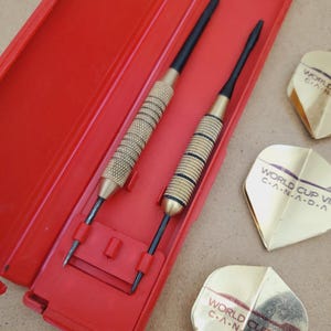 Retro darts in box , Vintage set of darts, Vintage darts, Sports and games - brass drat - set of tow
