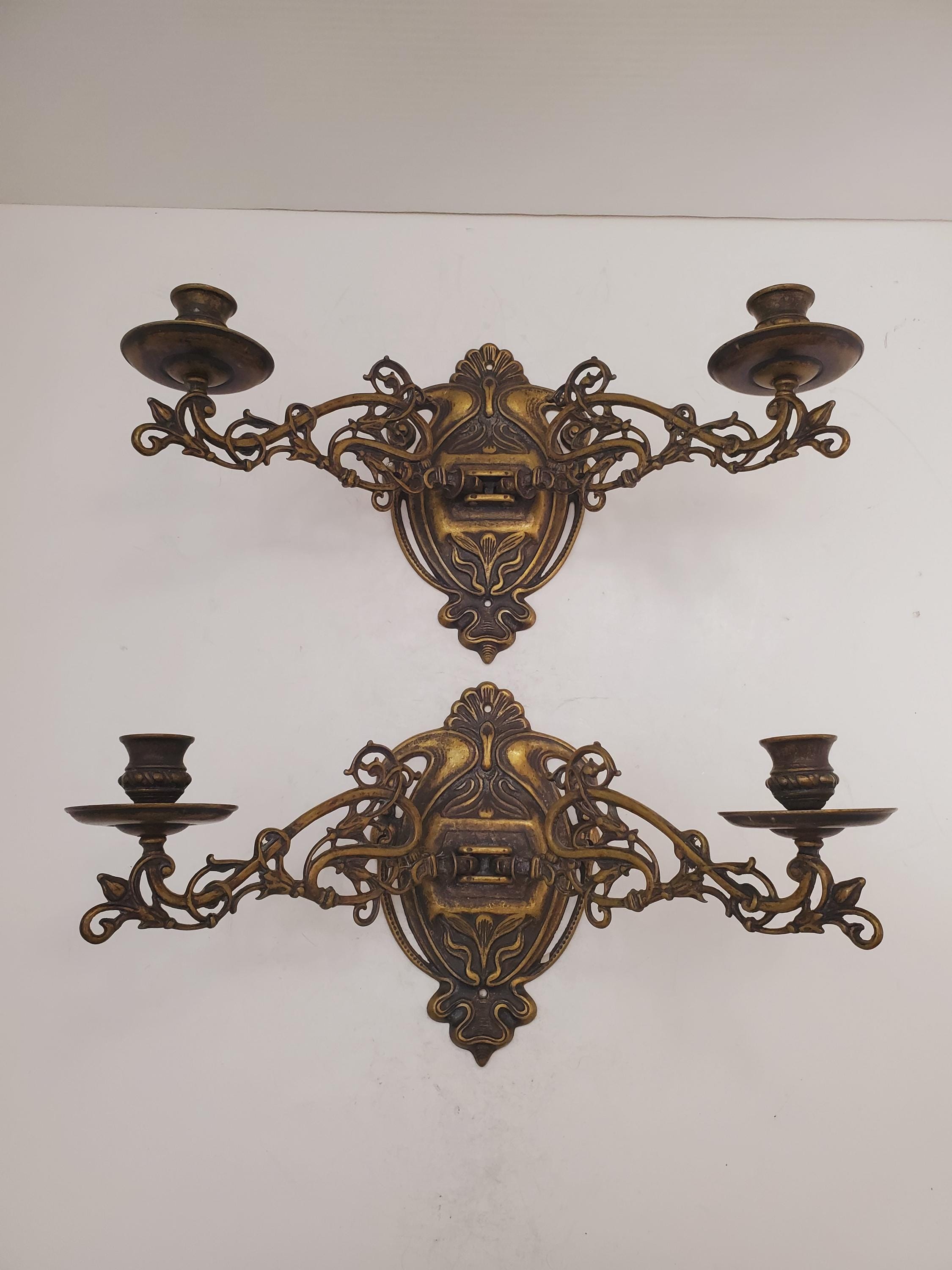 ヴィンテージ真鍮キャンドル壁取り付け用燭台 ヴィンテージ真鍮壁取り付け用燭台キャンドルホルダー真鍮壁