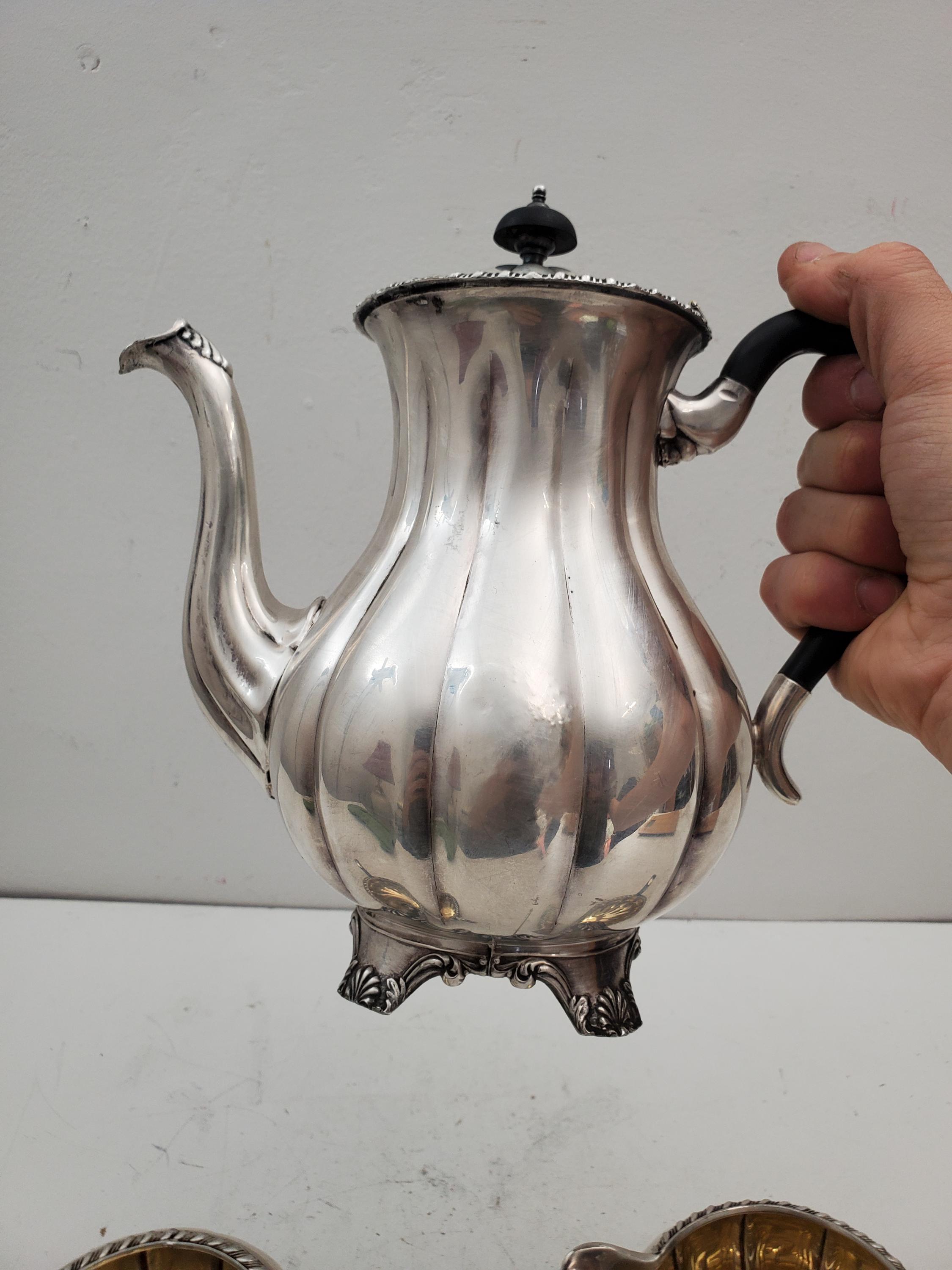 シルバープレート 脚付きティー ティーポット サーバー セット