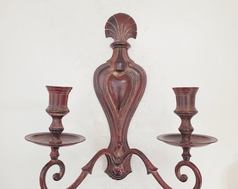 Aplique de pared de latón vintage, portavelas, apliques de pared de latón, apliques para velas, aplique decorativo para velas, decoración de pared ornamentada