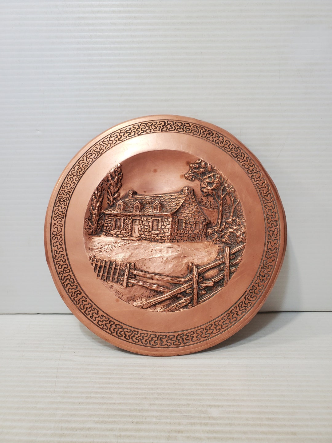 Vintage Copper Wall Hanging Vintage Copper Plate Scenic Copper Round