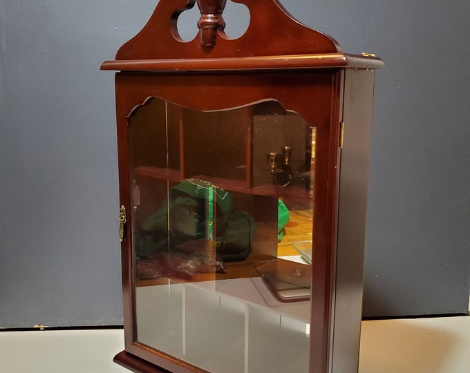 Vintage Cherry Wood Glass Curio Miniatures Trinket Etsy