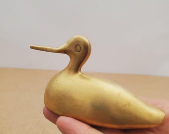 ヴィンテージ真鍮製アヒル、ミッドセンチュリーホームデコレーション