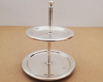 vintage silver plated 2 Tier Tray Vintage Jewelry Stand Display Rack -silver plated Stand, MCM Stand, Made in Lebanon