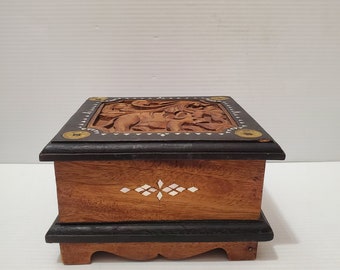 Houten aandenkendoos, houten kist, houten kist, kleine schatkist, houten sieradendoos, schatkist, geheugendoos, sieradenorganisator