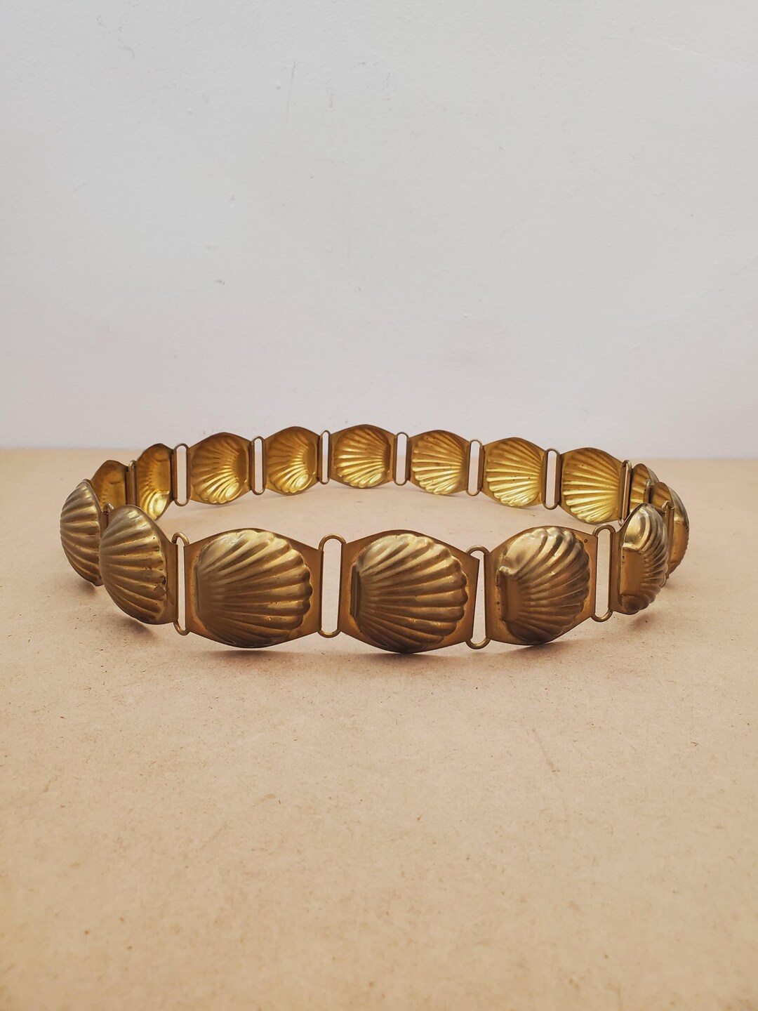 Shell Belt Sea Shell Vintage 80s Brass Sea Shell Belt - Seashell Art Brass Shell Ocean ...