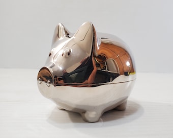 vintage metal PIGGY BANK with/ Curled Tail Vintage Guild metal  Vintage Pig Vintage metal