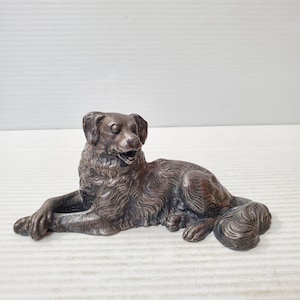 French Antique Cast Iron Figural Dog Golden Retriever Spelter metal SCULPTURE of Alsatian / German Shepherd from FRANCE - Late Art Deco