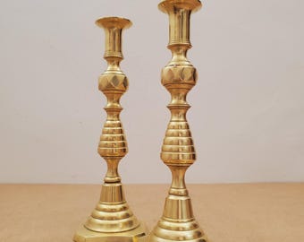 Vintage Brass Candlesticks -, Solid Brass Candle Holders, Sold together , Brass Wedding Decor, Antique Brass - set of tow