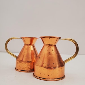 Vintage Copper Jug, Vintage Copper Pitcher, Copper Decorative Vessel, Vintage Copper Vase - Antique Pitcher ,Old copper pitcher - set of tow