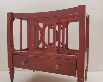 Vintage Mahogany Bombay Compony Magazine Rack Newspaper