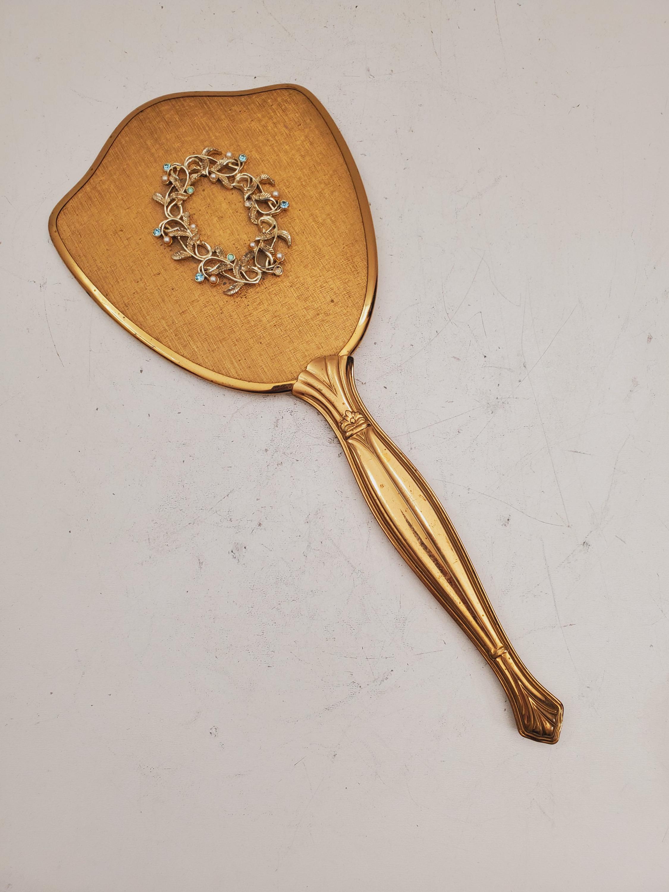 Vintage Vanity Hand Mirror , Mid Century, French Style  display picture 2