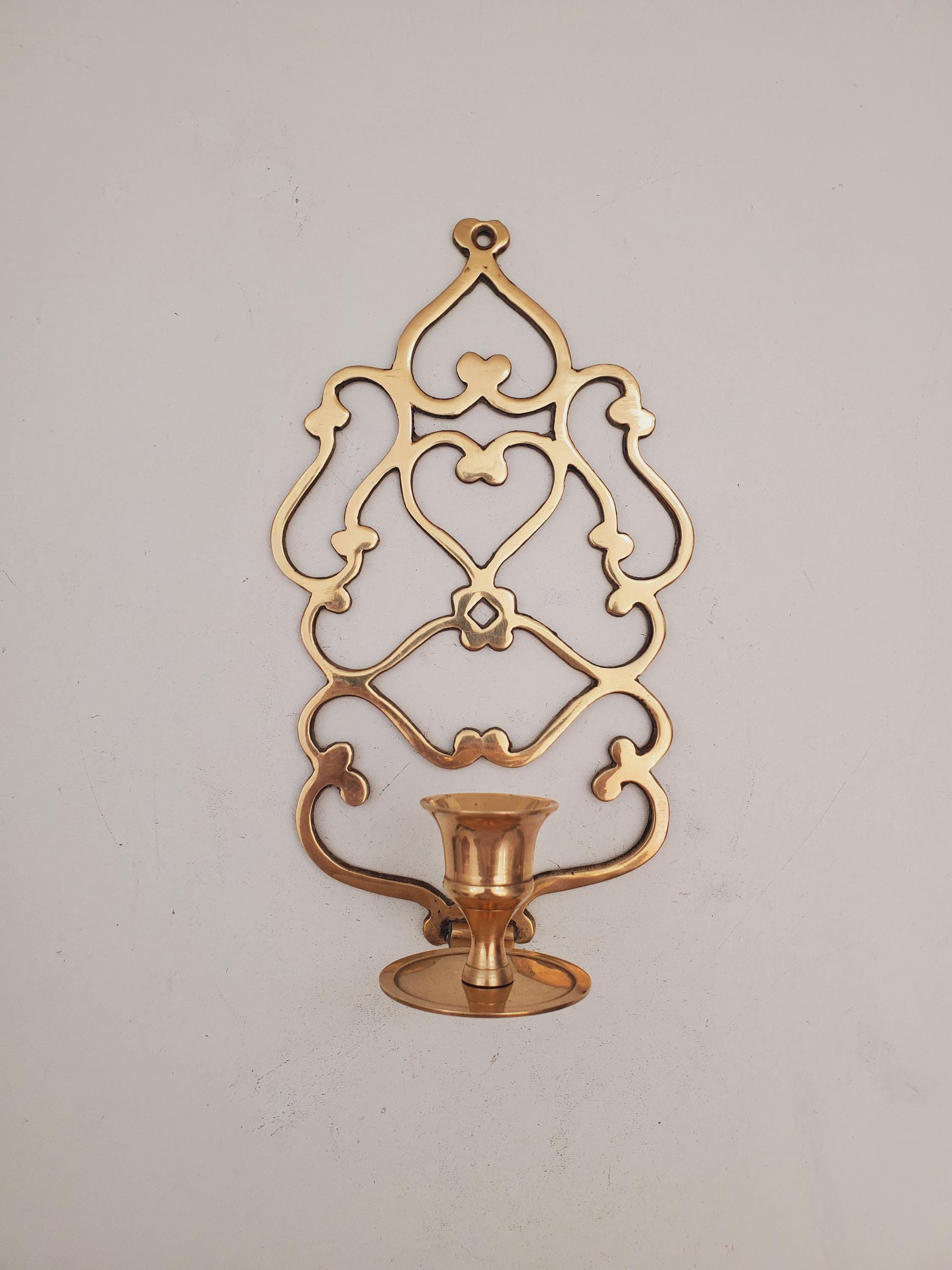 ヴィンテージ真鍮壁取り付け用燭台キャンドルホルダー真鍮壁取り付け用