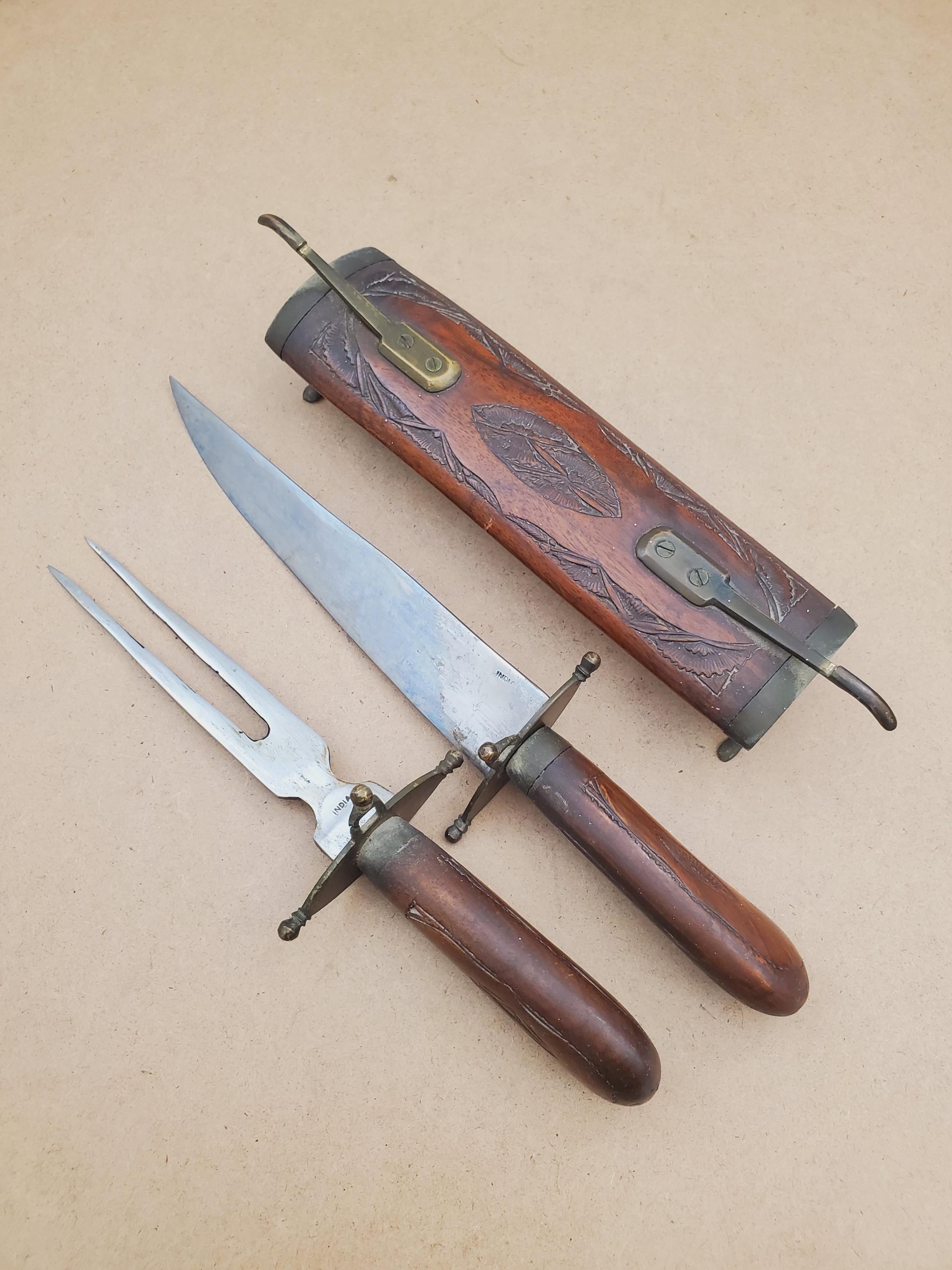 ヴィンテージ インディアン ステンレス カービングフォーク ナイフセット　インド India knife fork - Etsy 日本
