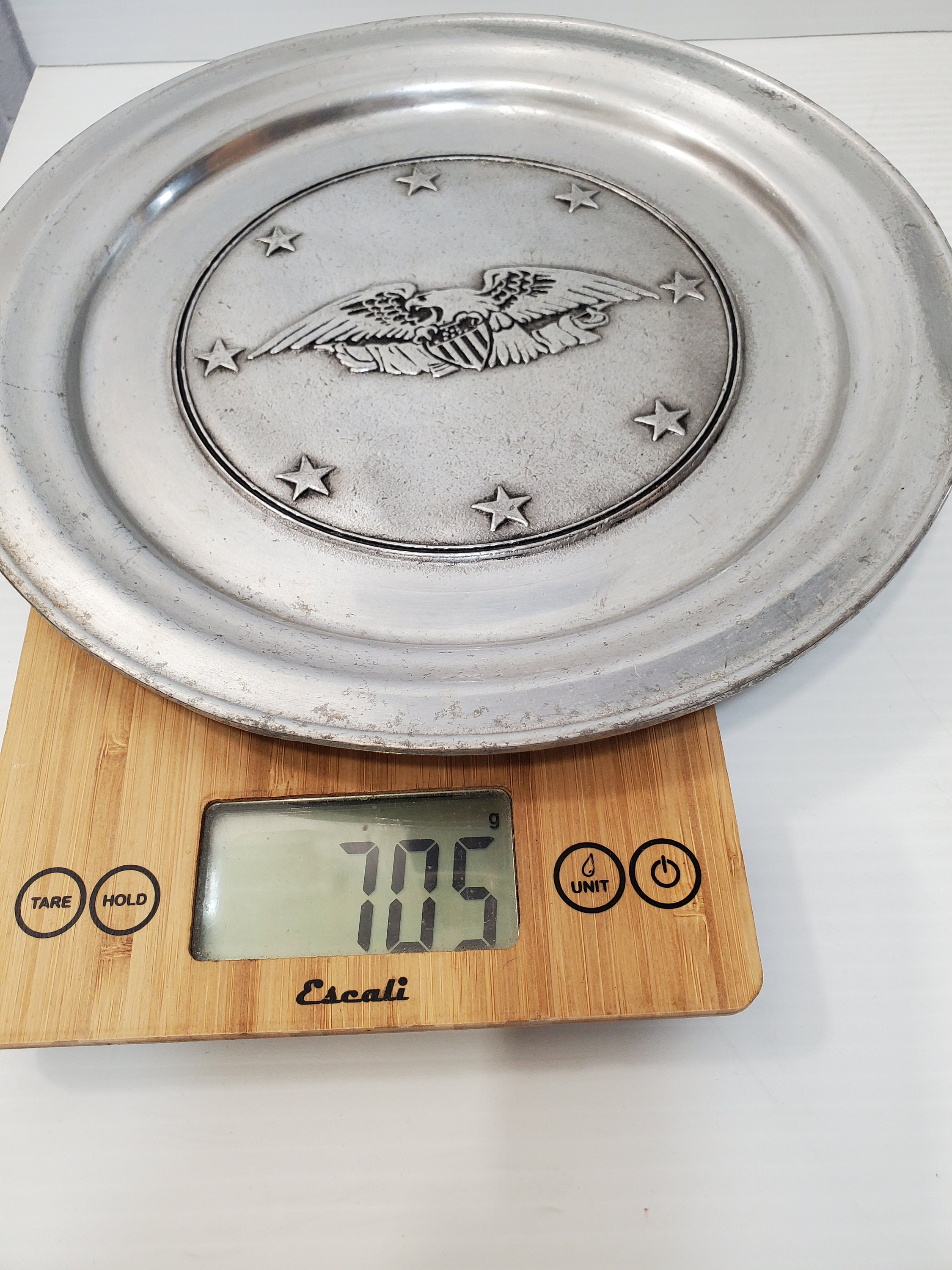 Pewter Wilton Armetale Patriotic Eagle Stars Pewter Display Plate