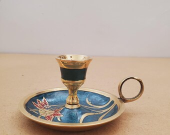 真鍮と陶器のチェンバーススティック　キャンドルホルダー　アンティーク ヴィンテージ真鍮キャンドルホルダー - 真鍮キャンドルスティック
