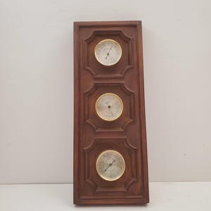 Vintage , MCM, Wall, Weather Station Includes Thermometer, Barometer, and Humidity Meter, Made in USA by Springfield, Pristine Condition