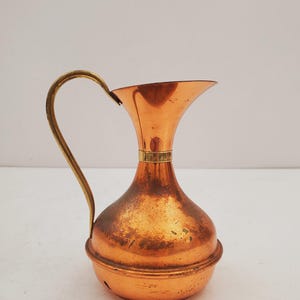 vintage French hand made copper vase / pot / ornament / jug - Copper Pitcher Vase Vintage Metal Home Decor
