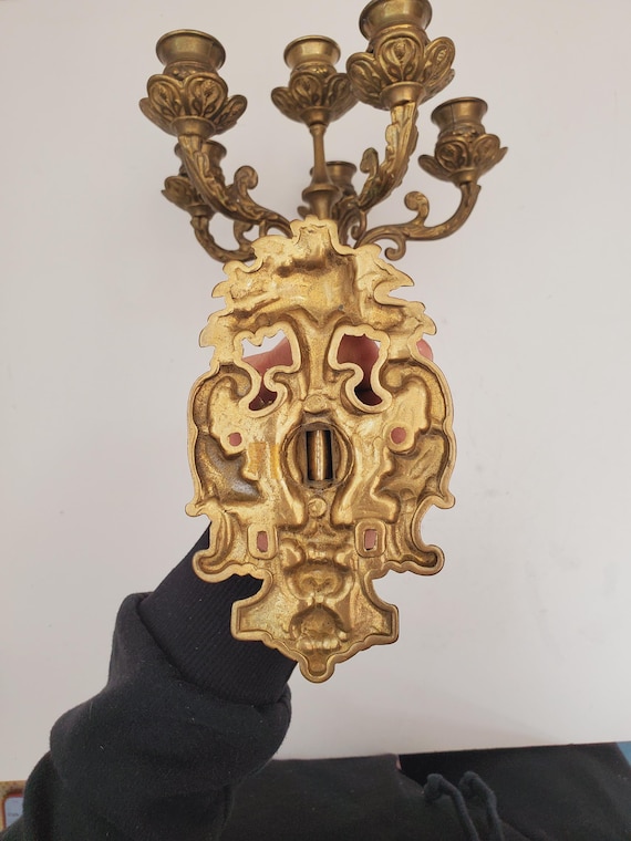 ヴィンテージ真鍮キャンドル壁取り付け用燭台 ヴィンテージ真鍮壁取り付け用燭台キャンドルホルダー真鍮壁