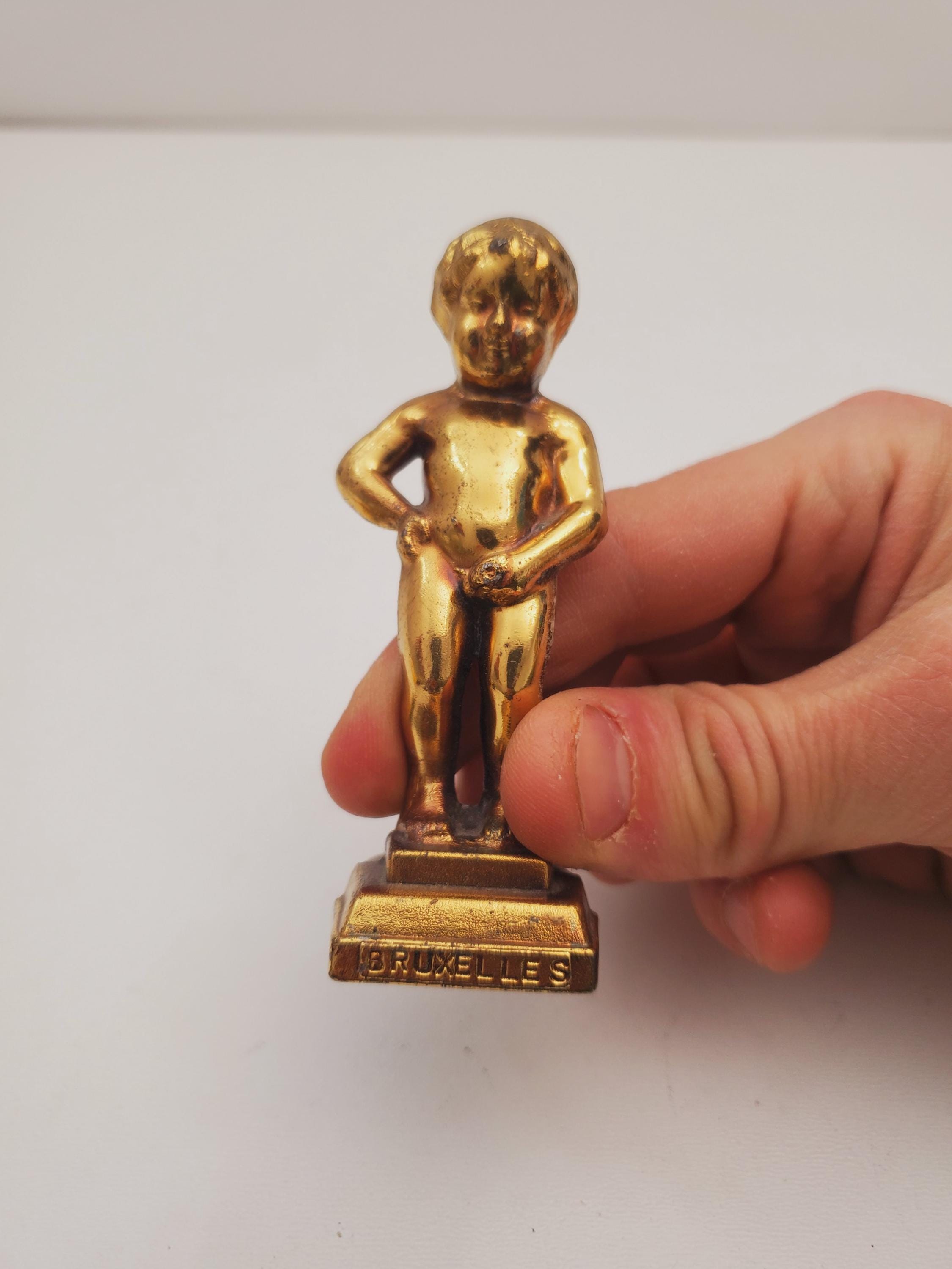 Vintage Brass Boy Peeing Figure Bruxelles Manneken Pis Miniature