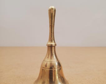 Vintage Brass Hand Bell - Handheld Solid Brass Bell with Charming Tone - Home Shrine Altar Tools - Meditation - Decor
