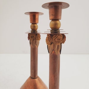 Vintage Brass Candlesticks , Solid Brass Candle Holders, Sold together , Brass Wedding Decor, Antique Brass set of tow image 3