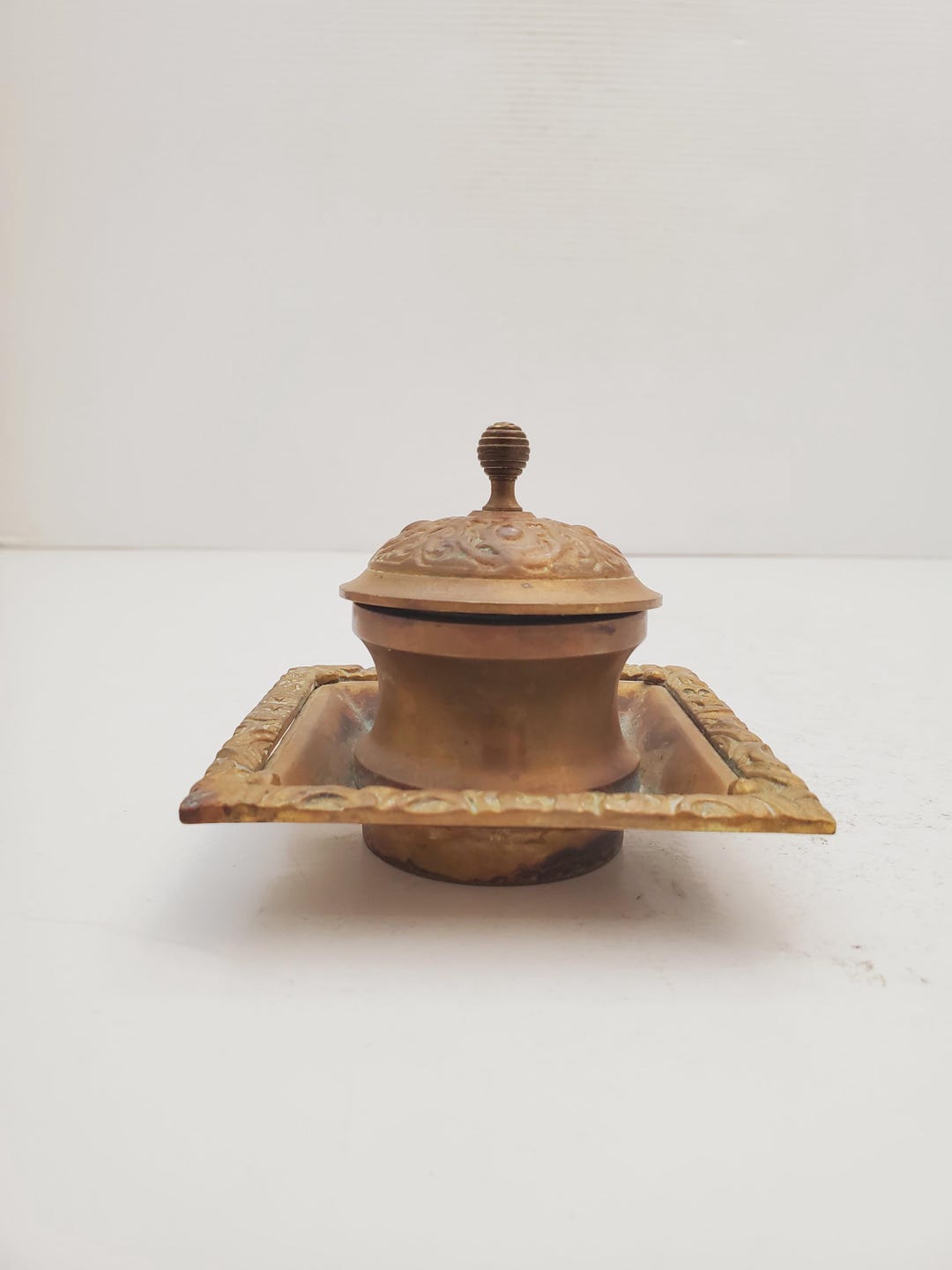 Gorgeous Victorian Brass Inkwell C. 1870 With Beautiful Patina ...