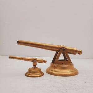 Solid brass army canons || set of 2 sold together || vintage solid brass - Vintage Large  Small Solid Brass Canon Figurine Retro Brass Decor