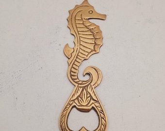 Seahorse bottle opener cap opener brass bottle opener metal figure mid century design 70s vintage