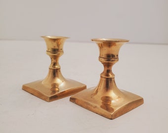 Vintage Brass Candlesticks -, Solid Brass Candle Holders, Sold together , Brass Wedding Decor, Antique Brass - set of tow