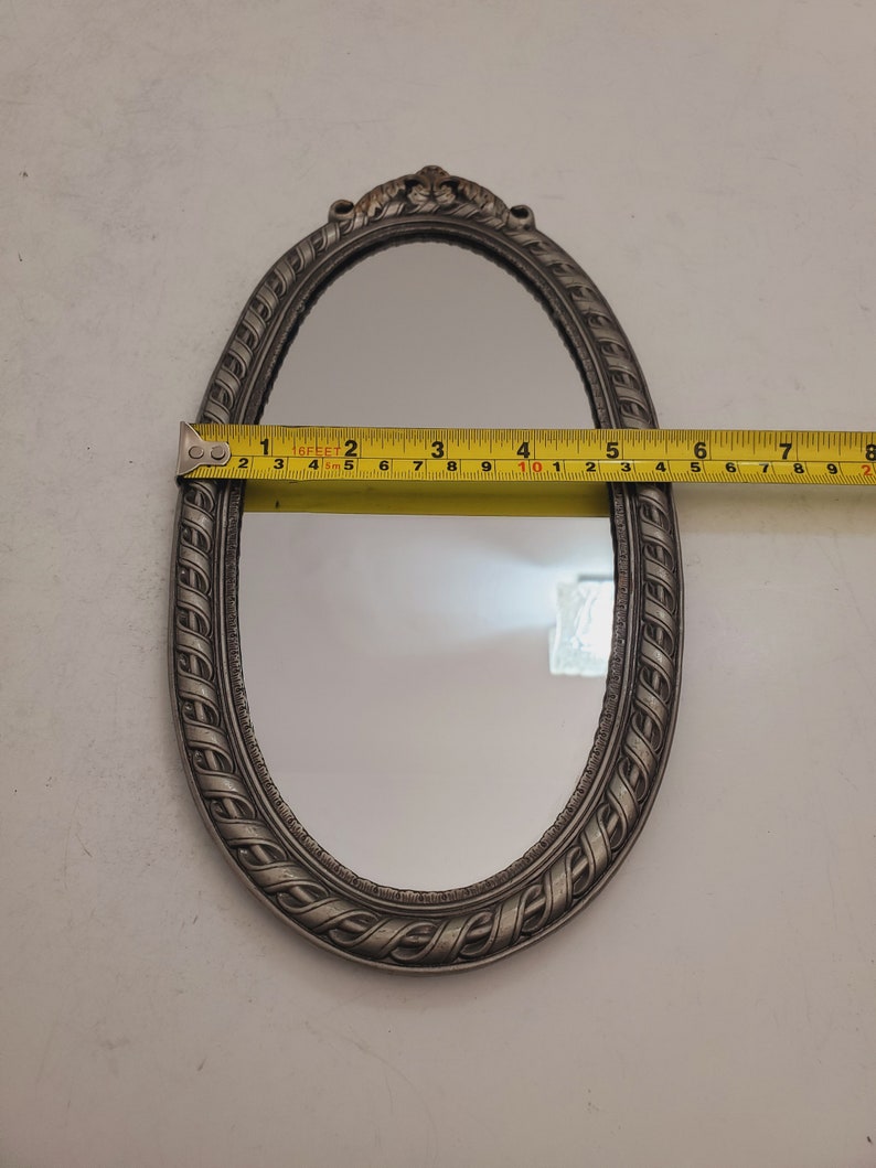 Vintage italian metal Ornate Wall Hanging Glass Mirror Decorative Cloakroom circa 1950-60's / made in italy image 10