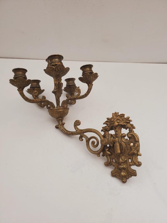 ヴィンテージ真鍮キャンドル壁取り付け用燭台 ヴィンテージ真鍮壁取り付け用燭台キャンドルホルダー真鍮壁