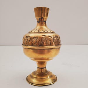 small Vintage Brass Vase - Boho / Eclectic Decor - Decorative Centerpiece Vase - Elegant smooth Shiny Brass Vase - Made in India