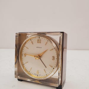 Vintage Italian Veglia Wind-up Alarm Clock-OLD Timepiece rare italian VEGLIA art deco antique mechanical circa 50-60 VEGLIA clock