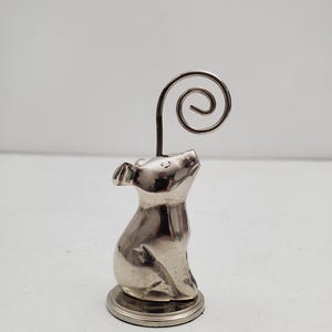 Vintage aluminum Business Card Holder - Vintage style business card holder for desk - sliver color