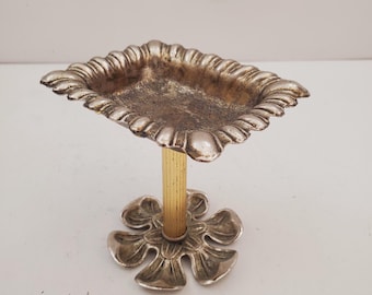 Vide poche art déco -verre et métal argenté