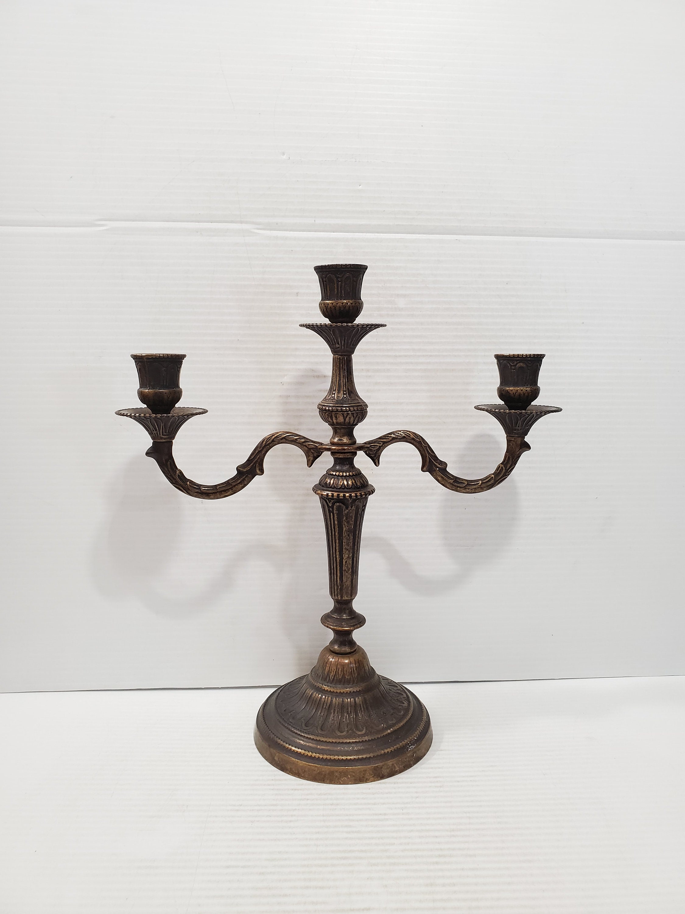 Candélabre en fer 19x64x19 cm Bougeoir en fer décoré 1