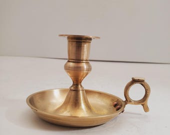 真鍮と陶器のチェンバーススティック　キャンドルホルダー　アンティーク 真鍮製キャンドルスタンド（高さ25.5cm） フランスアンティーク 工芸品