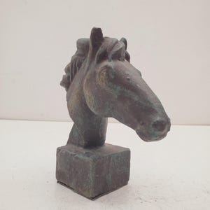Ancient Greek Horse Head - metal Sculpture - Symbol of Wealth and Prosperity - Small -Authentic Ancient Roman Horse Head Statue Stand Unique