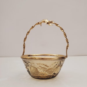 bol en verre et ornements en laiton - verre art nouveau et bronze - décoration de cuisine - verre vintage - décoration d&#39;intérieur - cadeau pour mariage