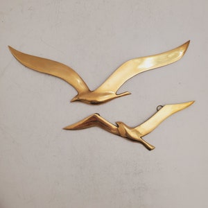 Vintage MCM Brass Seagull Wall Sculpture Pair, Birds in Flight, Curtis Jere Style, 70s, Midcentury Modern, MCM, Bohemian, Boho Accents, Gift