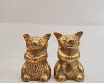 ヴィンテージ真鍮製クマ | 緑青 | ミッドセンチュリー | 動物の置物