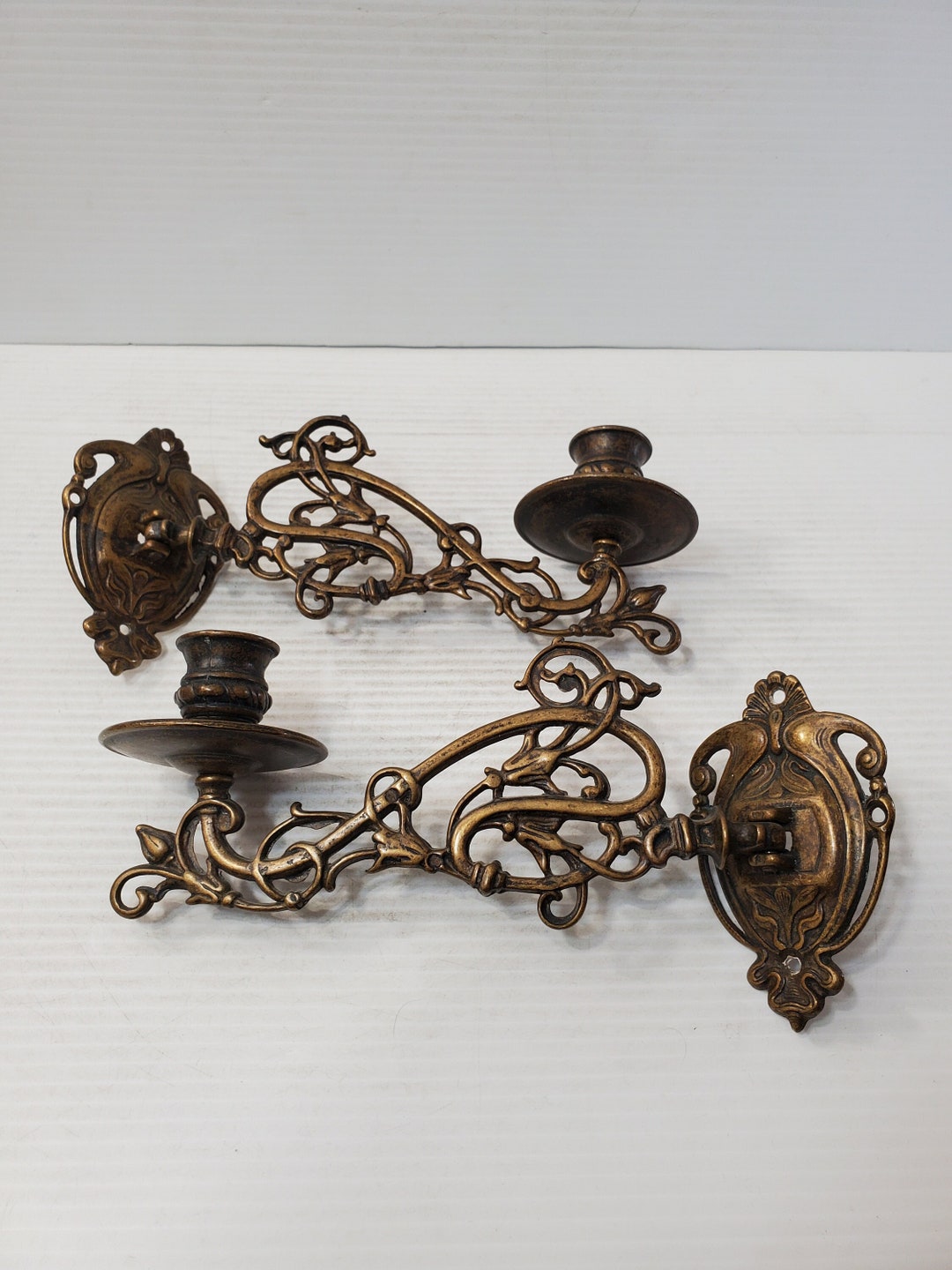 Vintage Brass Wall Sconce Candle Holder Brass Wall Sconces Candle