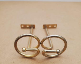Coppia di 2 ganci vintage dorati o fermatende da parete, regalo per la casa, fermatende, appendiabiti, dorato, di lusso
