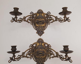 ヴィンテージ真鍮壁取り付け用燭台キャンドルホルダー真鍮壁取り付け用