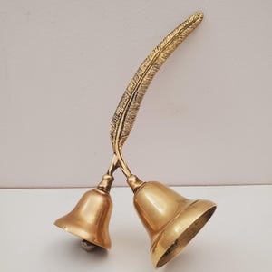 Vintage Brass Hand Bell - Handheld Solid Brass Bell with Charming Tone - Home Shrine Altar Tools - Meditation - Decor